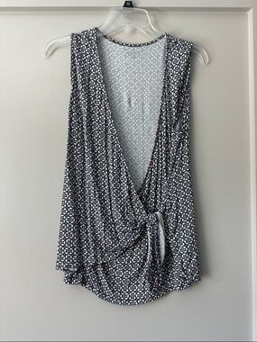 LOFT Sleeveless Wrap Camisole in Grey, White & Red Floral